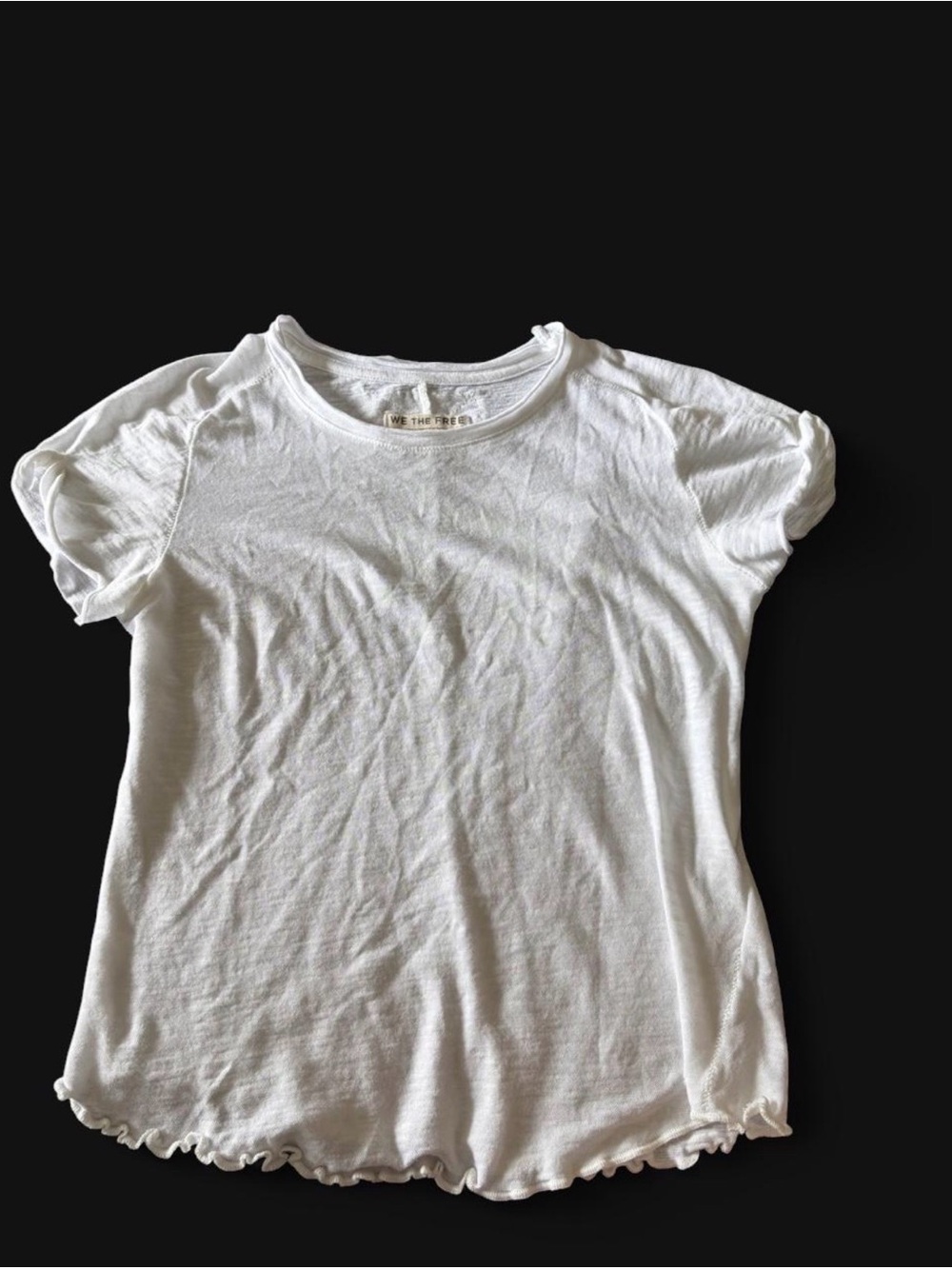 Free people white baby tee with ruffle hem